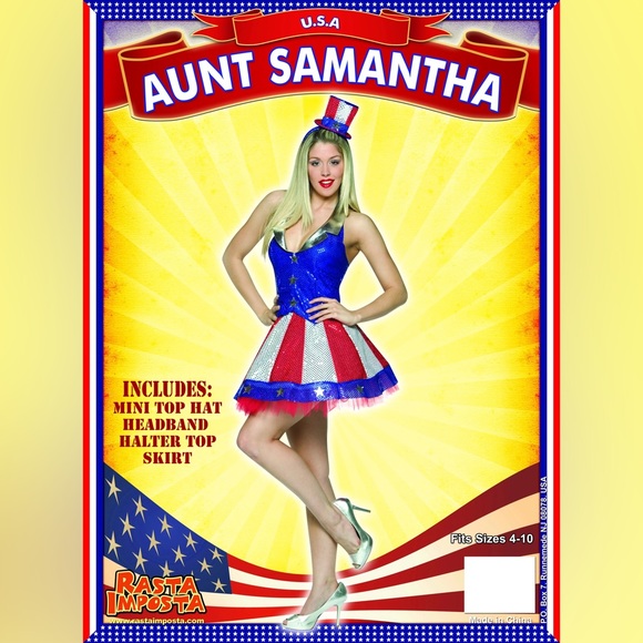 4th of July Aunt Samantha Metallic Sequin USA Patriotic Tutu Costume - Picture 4 of 7